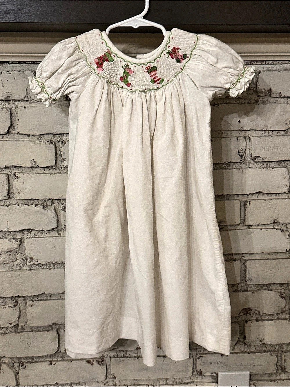 Castles and crowns Girls White Embroidered Dress Christmas